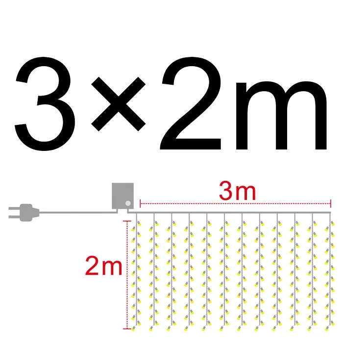 3x1/3x2/3x3 м светодиодный гирлянды-сосульки, рождественские сказочные огни, гирлянды для улицы, дома, для свадьбы/вечерние/занавески/украшения сада - Испускаемый цвет: 1
