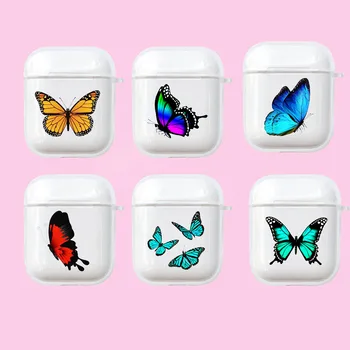 

luxury beautiful butterfly Cute Cartoon Earphone Case for Aipods 1 2 Soft silicone Cover for Blutooth Earphone Airpods case box