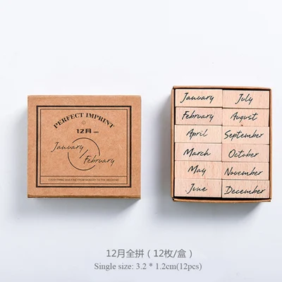 Vintage Month Week Number Wood Stamp Set Diy Decorative Diary Journal Craft Scrapbooking Planner Stamp Stationery 02 month 01