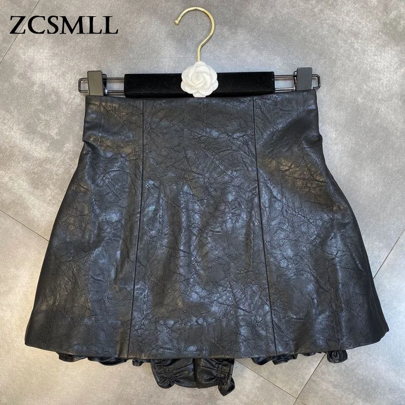 Zcsmll 2021 Autumn Spring Burst Crack Matte With Elastic Skirts Leak