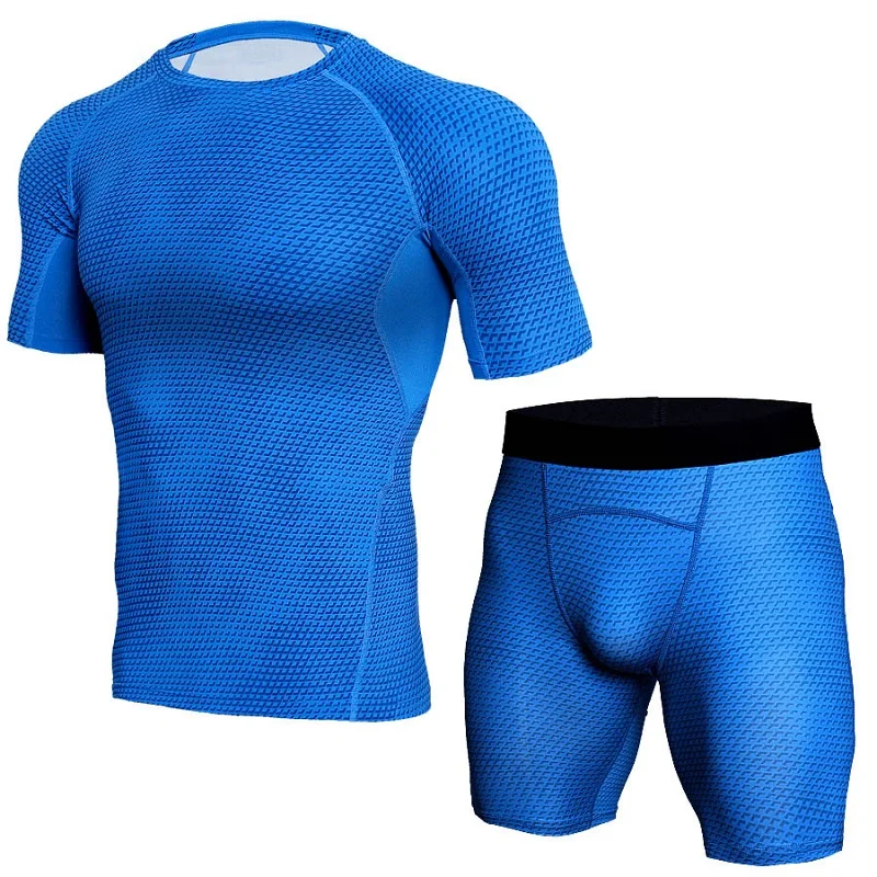 

Men's Fitness Set Quick-drying Underwear Running High Elasticity Training Moisture Wicking Tights Short Sleeve Suit Jogging Set