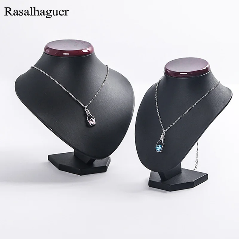 Hot Selling Black PU Leather Jewellery Display Necklaces Bust Pendants Stand Choker Holder Jewellery Rack Show 3 Options Model