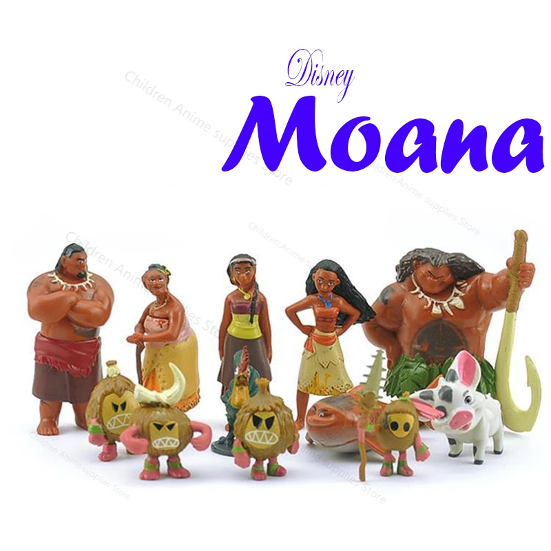 12 шт./компл. кукла принцессы Моана Диснея Juguetes Cartoon Maui Waialik ПВХ фигурки игрушки для