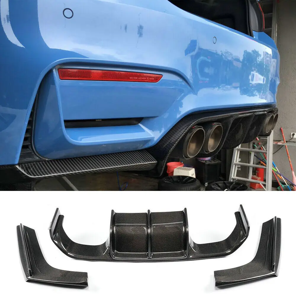 

3PCS GX V Style Forged Carbon Fiber Rear Bumper Diffuser Lip Refit Factory Cover Bodykit Fit For BMW F80 M3 F82 M4 2015-2019 20