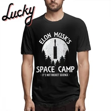 С круглым вырезом и информационных технологий(Д х Ш х В Илона маска космический лагерь футболка Для мужчин хлопок La Camiseta большой Размеры