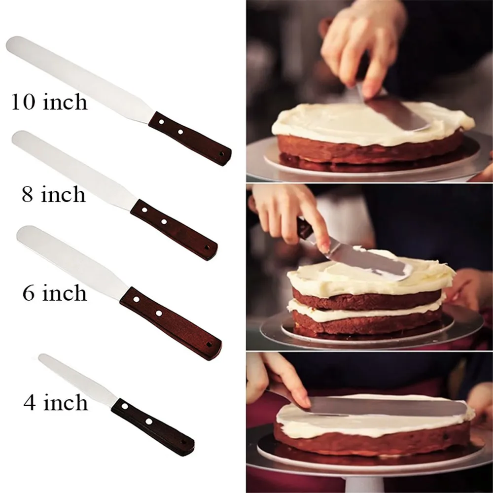 

4/6/8/10 inch Stainless Steel Cake Spatula Butter Cream Icing Frosting Knife Smoother Kitchen Pastry Cake Decoration Tools