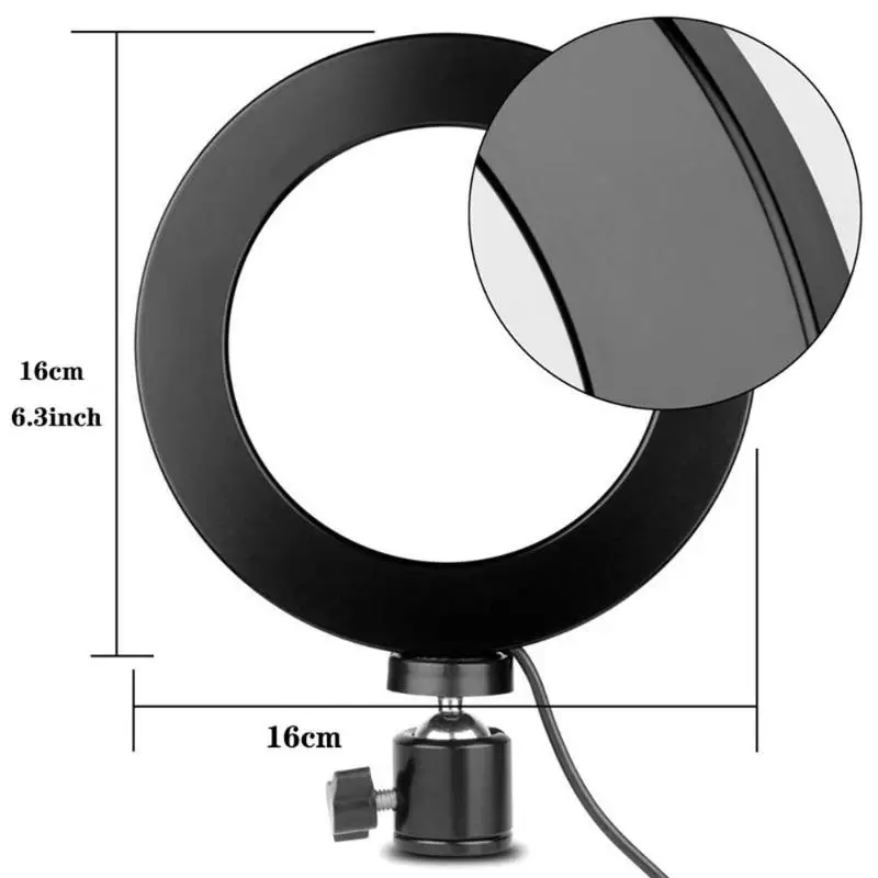 Durable Ring Fill Light Delicate Texture 16cm Ring LED Selfie Lamp Phone Fill Light with Tripod for Makeup Video Studio