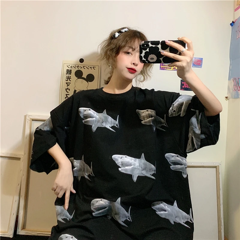 New Top short-sleeved women's tshirt loose was thin oversized half-sleeved clothes tide Korean Harajuku t shirt hip hop brandy