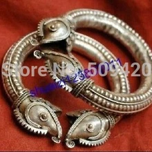 > 1 шт. Тибетский Мяо Серебряный Браслет-манжета с рыбками