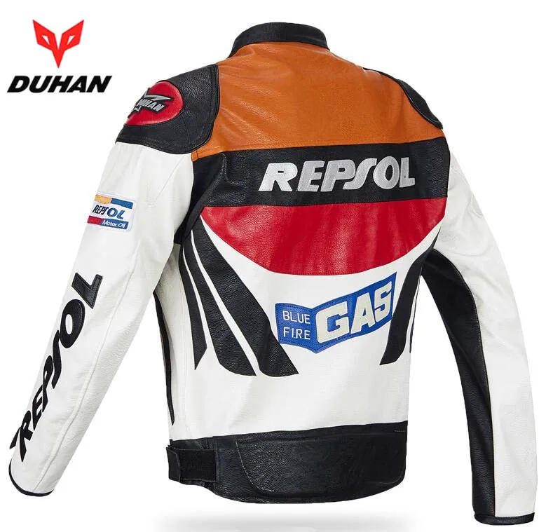 DUHAN Moto GP мотоцикл REPSOL гоночная кожаная куртка VS02 Цвет оранжевый синий M L XL XXL 3XL