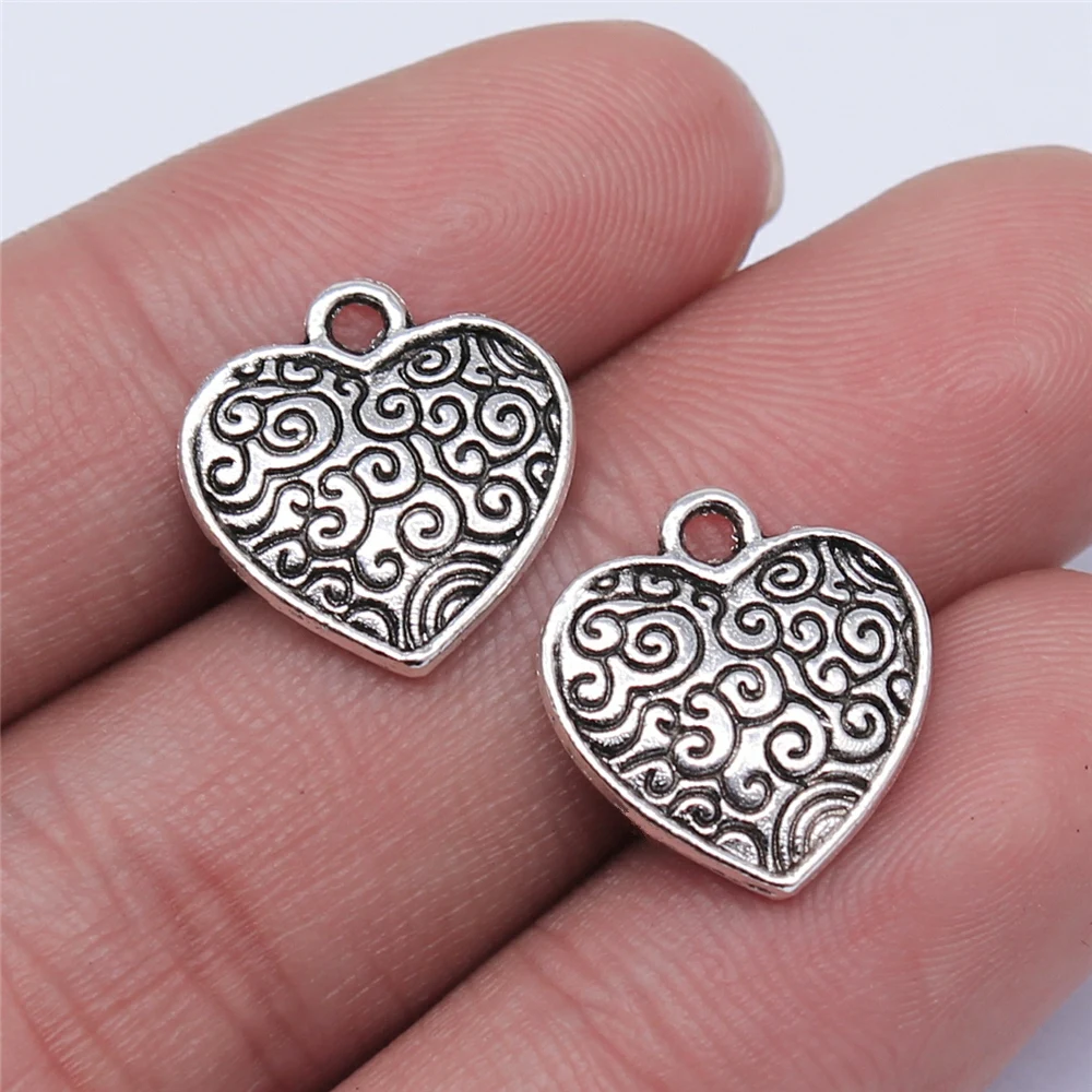 

20pcs 15x15mm Antique Silver Color Antique Gold Color Carved Heart Charms For DIY Jewelry Making DIY Jewelry Findings