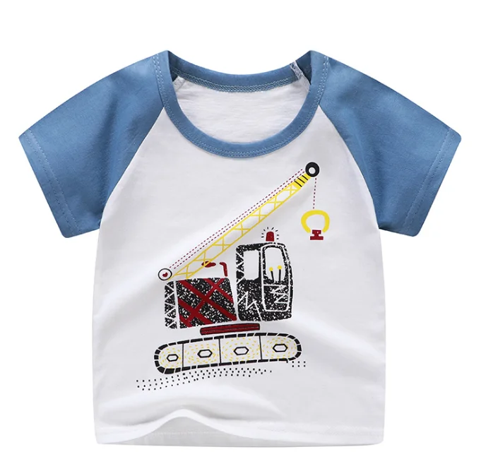 

AA Baby Boys T-shirts Cartoon Printed Short Sleeve T-shirt Baby Summer Fashion Wild Cotton Pullover Tops Boys Blouses