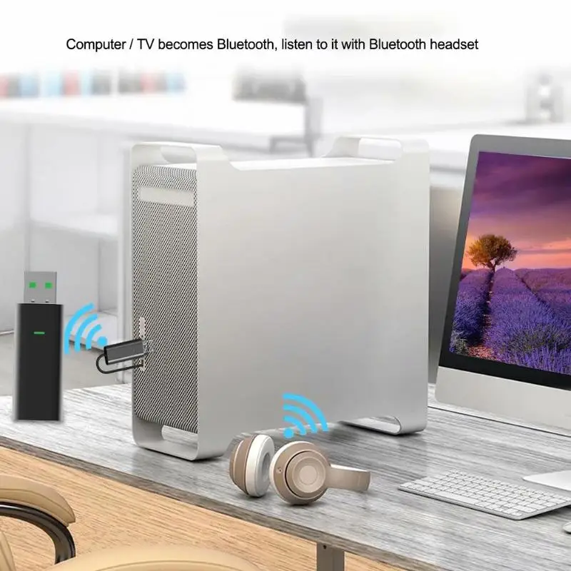 Прочный беспроводной адаптер тонкий дизайн USB Bluetooth передатчик приемник беспроводной A2DP стерео аудио AUX музыкальный адаптер