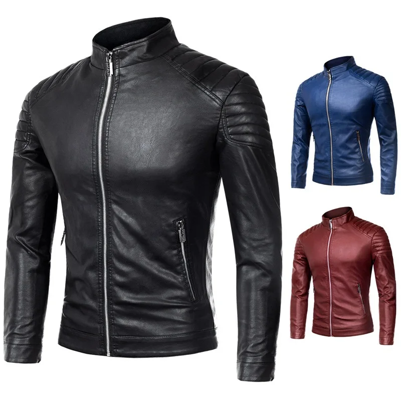 

Perennial 2019 Autumn And Winter New Style Trend Stand Collar Zipper Decorations Fashion High Quality Leather Coat Jacket