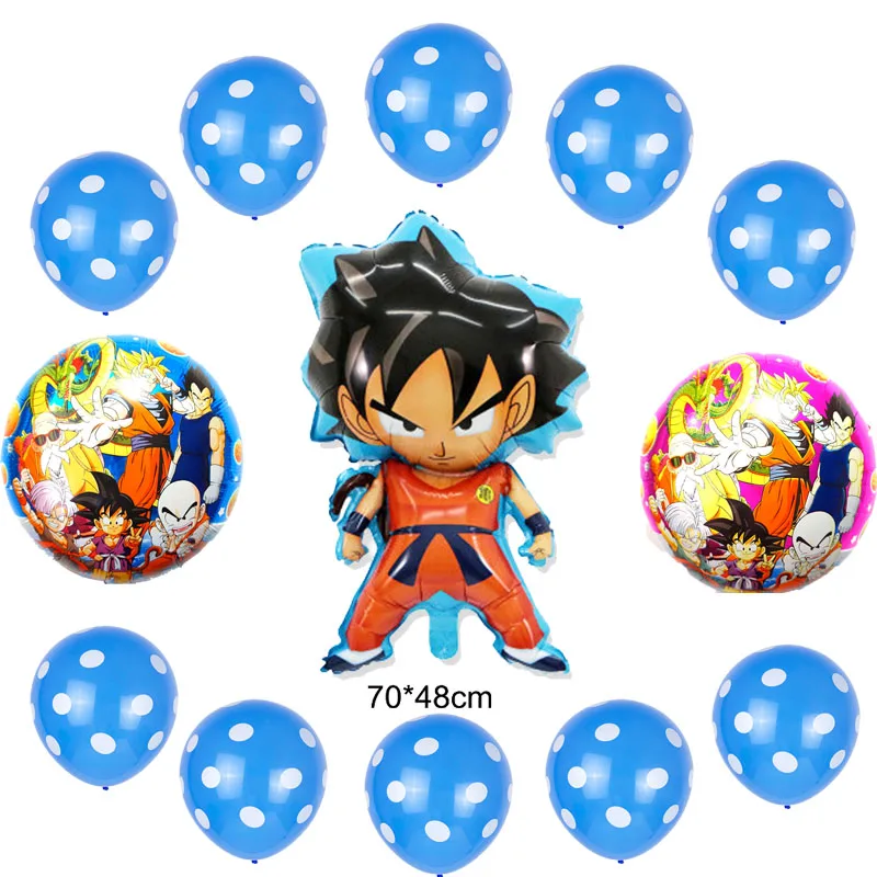 

(13pcs/lot) DRAGON BALL foil balloons set new style Son Goku for children toys and latex balloons for dragon ball party balloons