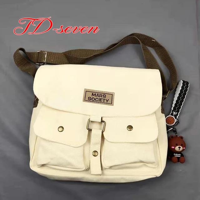 Women's Canvas Bag Japanese Department Harajuku Windsuit Messenger Bag Female Korean Students Shoulder Bags as picture 2 pendant