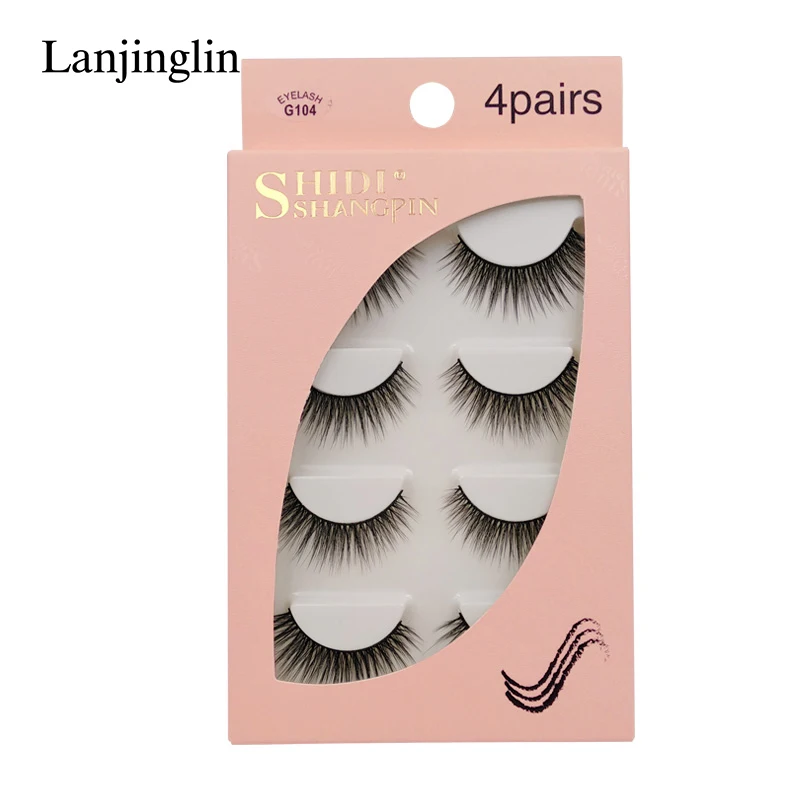 G104 LANJINGLIN, 4/5 пар, норковые ресницы, натуральные, длинные, 3d, норковые накладные ресницы для наращивания, пушистые, без грубости, макияж, накладные ресницы - Цвет: G104