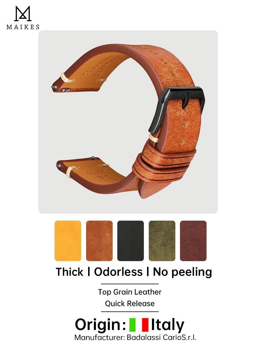 Maikes Cinturino In Pelle Di Lusso Per Accessori Rolex Omega Cinturino Fatto A Mano Cinturino In Pelle Bovina Vintage A Sgancio Rapido