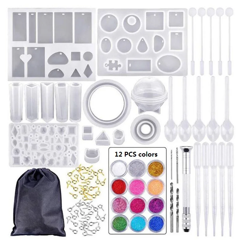 

12 colors Set Silicone Mold Mix Stok Dropper Sluiting Diy Sieraden Maken Accessoires Gereedschap Mallen Combinatie Ambachten