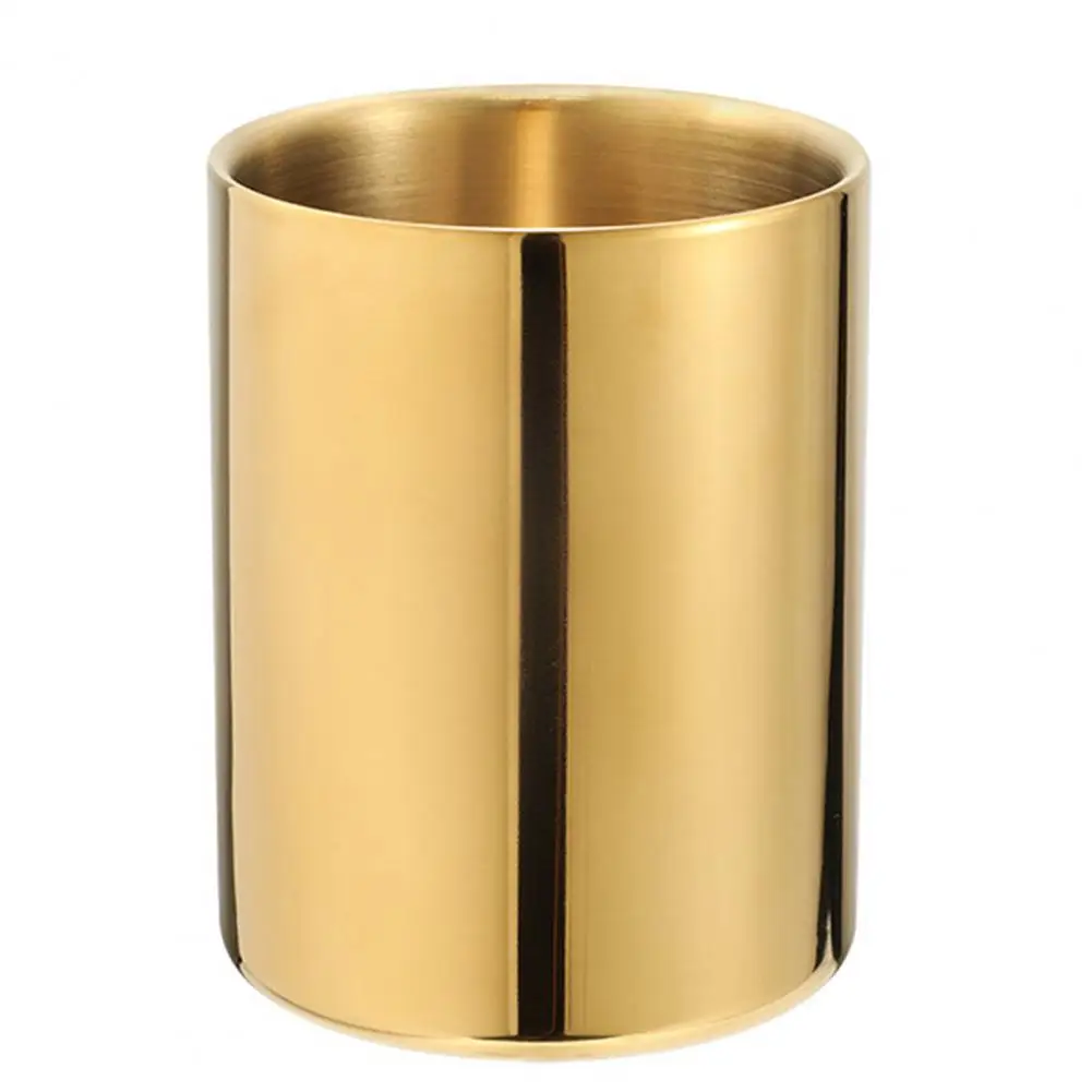 Pen Holders Organizer Space-saving Stainless Steel All-match Polished Brush Pots Plating Makeup Tools Holder Pen Containers pen holder desk organizer pen and brush holder brush holder