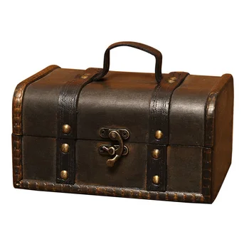 

Retro Treasure Chest Vintage Wooden Storage Box Antique Style Jewelry Organizer for Wardrobe Jewelry Box Trinket Box Buckle
