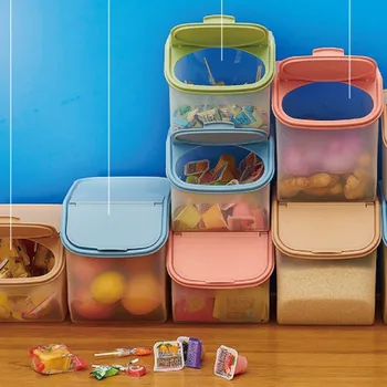 

Kitchen Rice Fruit Storage Box Barrel Portable Storage Container Large Capacity Dry Grain Fruit Food Plastic Storage Container
