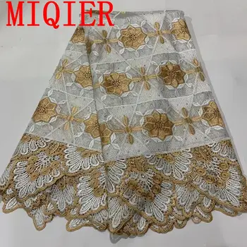 

MIQIER High Quality African nigerian tulle Lace Fabric Pure cotton fabric Embroidery Gauze guipure lace fabric Party dress