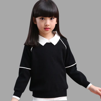 

Teenage Girls Sweaters Spring Autumn Girls Long Sleeve Knitted Clothes Kids Turn Down Collar Sweater For Girls 6 8 10 12 Year