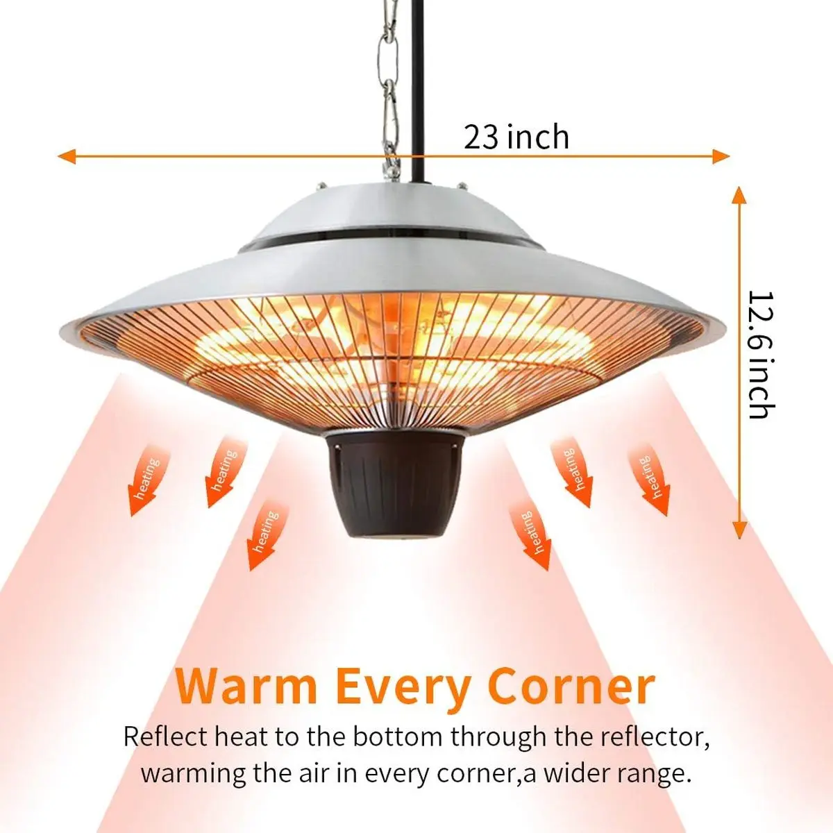 Electric Hanging Patio Heater 1500W Home Balcony Ceiling Mounted Heater