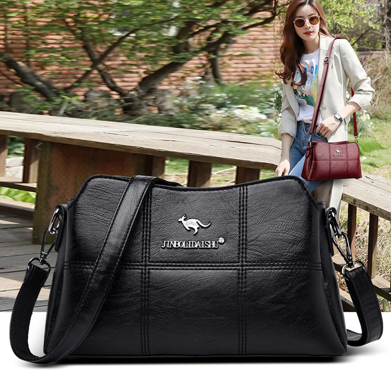 

Elegant Leather Texture Women Shoulder Bag Solid Color Wild Plaid Pattern Underarm Handbag Female Retro Designer Crossbody Bags