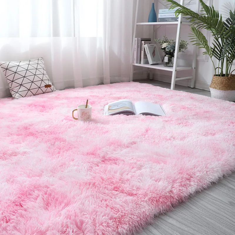 Rainbow carpet gradient tie-dye plush rug living room coffee table pad carpet bedroom bedside bay window rug baby crawling mat