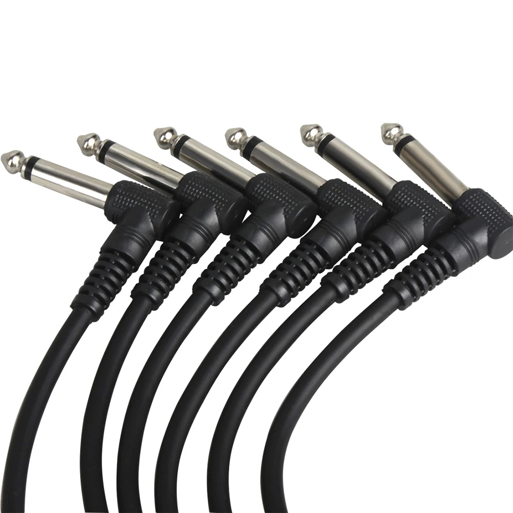Electric Guitar Cable Guitar Accessories 6Pcs Guitar Effect Pedal Cable Connecting Line 6.35Mm To 6.35Mm Audio Cable 21Cm Right Angle Cord Copper Wire Guitar Accessories