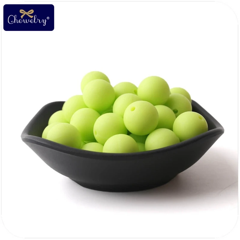 lime green 20 мм, 50 шт., Детские Силиконовые Прорезыватели, круглые бусины, крошечные стержни, сделай сам, ювелирные изделия, сенсорные игрушки, браслеты для кормления, ожерелья, соски, цепочки - Цвет: lime green
