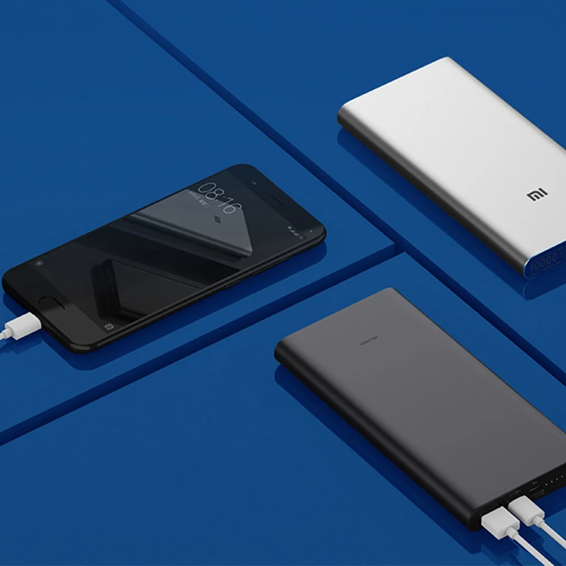Внешний аккумулятор mi Xiaomi 10000 мАч 3 внешний QC3.0 зарядка с двумя USB портами 18 Вт