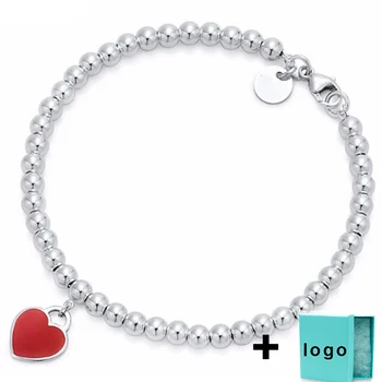 

SL TFB TIFF Rllen Original 925 Sterling Silver Classic Red Pearl Bracelet is Suitable for Free Party Delivery.
