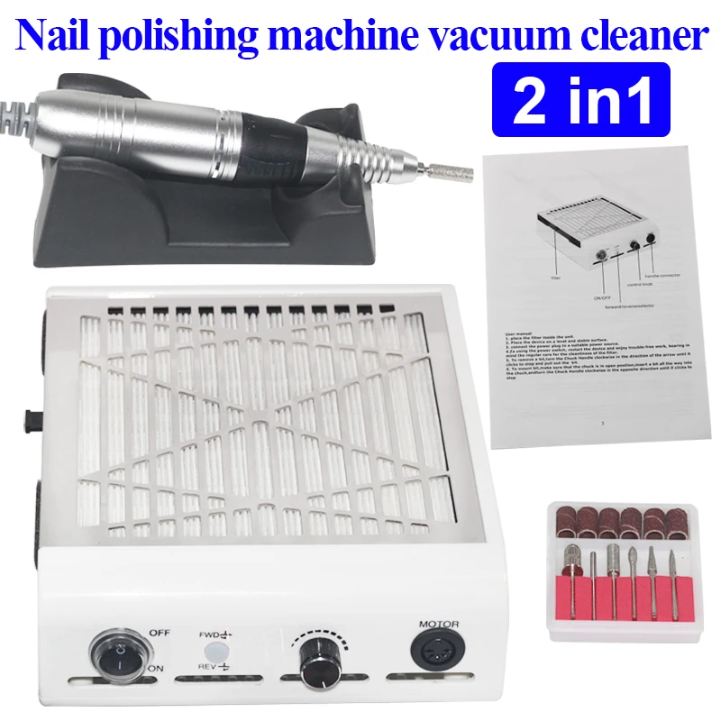 

2 IN 1 60W New Strong Power Nail Dust Collector Nail Fan Art Salon Suction Dust Collector Machine Vacuum Cleaner Fan