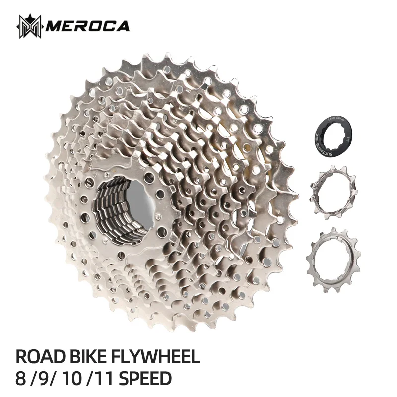 

MEROCA Road Bicycle Freewheel 8/9/10/11S Speed Pure Steel 11-25/28/36T Cassette Freewheel Road Bike Flywheel