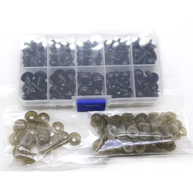 142pcs 6-12mm Black Plastic Craft Safety Eyes for stuffed Animal Doll DIY Toy 4