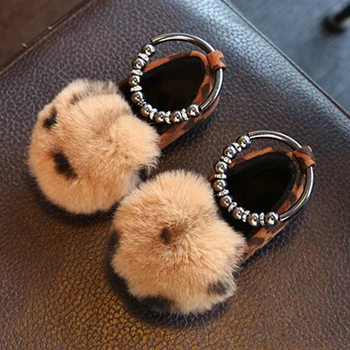 

Baby Girl Shoes Breathable Plush Ball Design Anti-Slip Shoes Casual Sneakers Toddler Soft Soled First Walkers Size 21-30