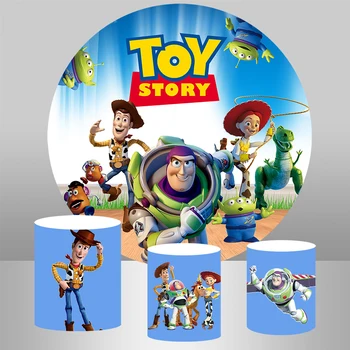 

Round Circle Backdrop Cartoon Toy Story Background for photography cake table Banner Photo Studio Kids Birthday Backdrops