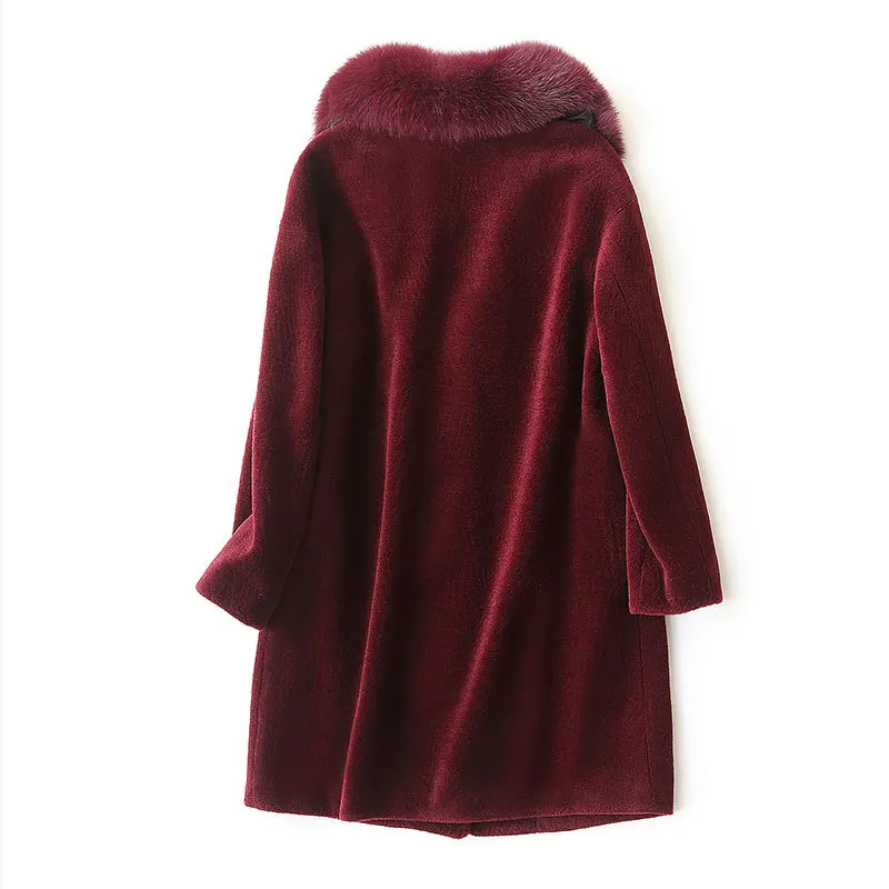 

Abrigos Mujer Autumn Winter Warm Wool Coats New Brand Fox Fur Collar Female Trench Coat Outwear Hot Sale LX1928