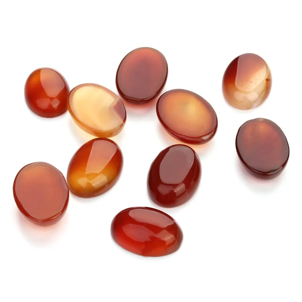 

10pcs Natural Stone Red agate Cabochon No Hole Beads for Making Jewelry DIY accessories Loose Elliptical shape Beads