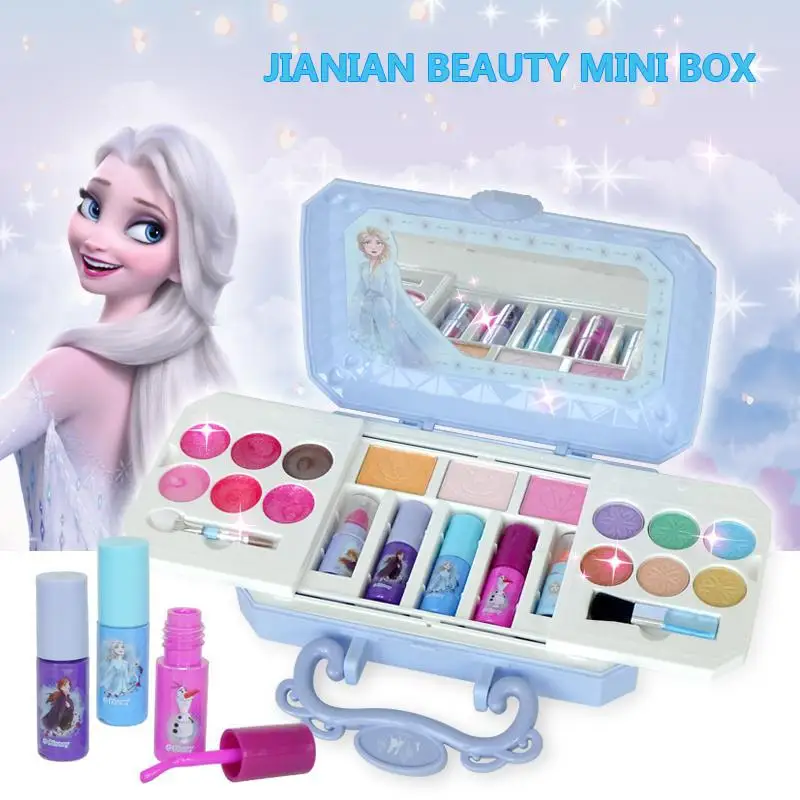 Disney Princess Beauty Mini Box Baby Cosmetics Girls Games Toy FROZEN II Anna Elsa Play House Children Makeup Infant Girl Toys | Игрушки и