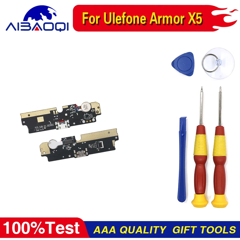 Usb Plug Charge Board+Motor Vibrator for Ulefone Armor X5 Phone Flex Cables Charging Module Replacement Parts Free Tools | Мобильные