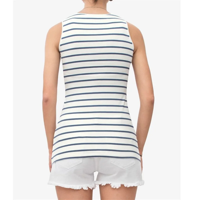 Pregnant women wearing T-shirts, striped vests, sleeveless breast-feeding women jacket for feeding nursing dresses breastfeeding