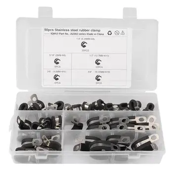 

50pcs Stainless Steel Rubber Lined P Cable Clips Hose Pipe Clamps 5 Sizes Marine Boat Yacht Accessories