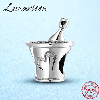 

Party champagne CZ chatms Beads Real 925 Sterling Silver Bead Fit Original Bracelet Bangles Jewelry making