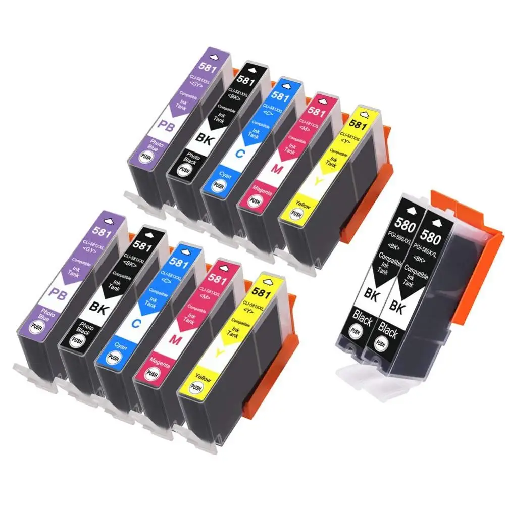 

12PK PGI-580/CLI-581 Compatible lnk Cartridges For Canon Pixma TR7550 TR8500 TR8550 TS6150 TS6250 PGI580 CLI581 XXL