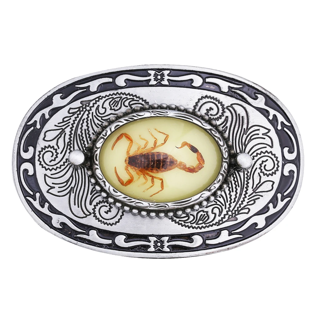 Vintage Western Cowboy Style Zinc Alloy Turquoise Stone Belt Buckle for Women Men Classic w/ Scorpion Design