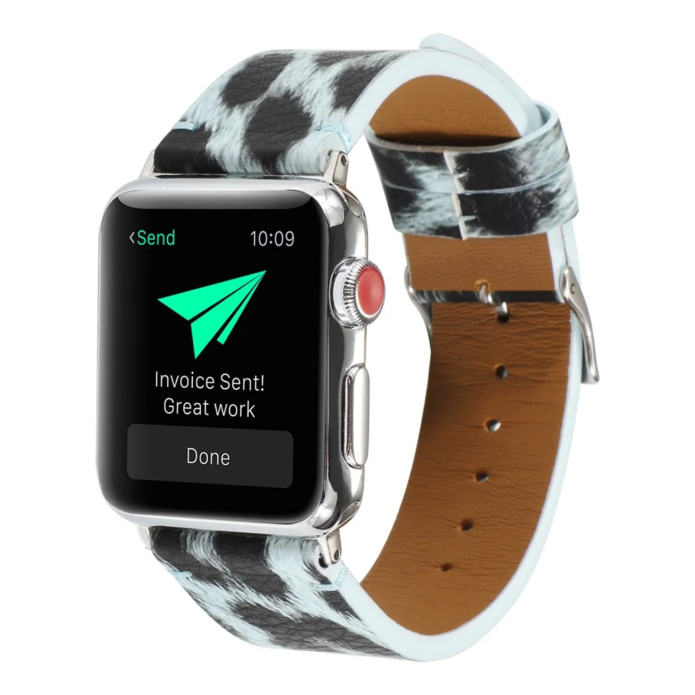 Кожаный ремешок 40 мм 44 38 42 ремень для Apple Watch SE Band Series 6 5 4 3 2 Леопардовый принт